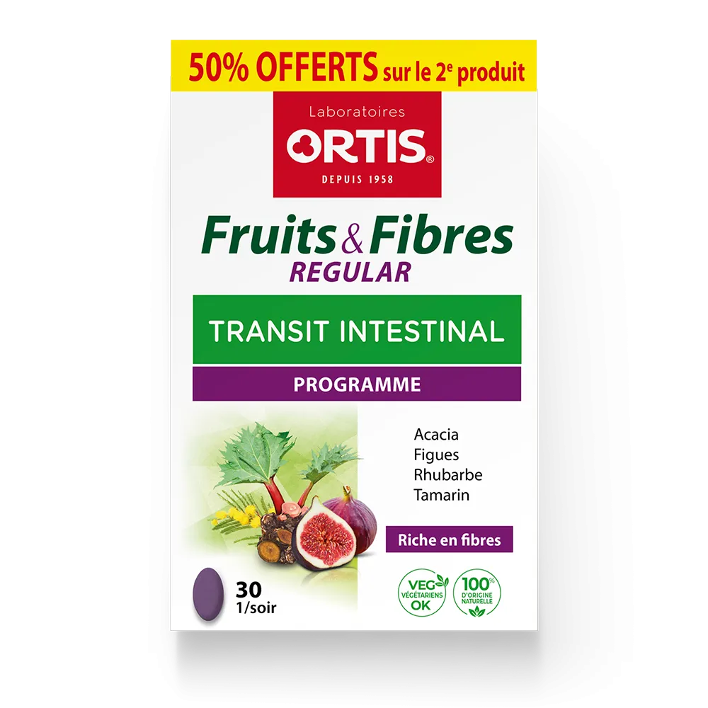 Fruits&Fibres Regular 50% offerts cpr. - - Transit intestinal trop lent - Laboratoires ORTIS