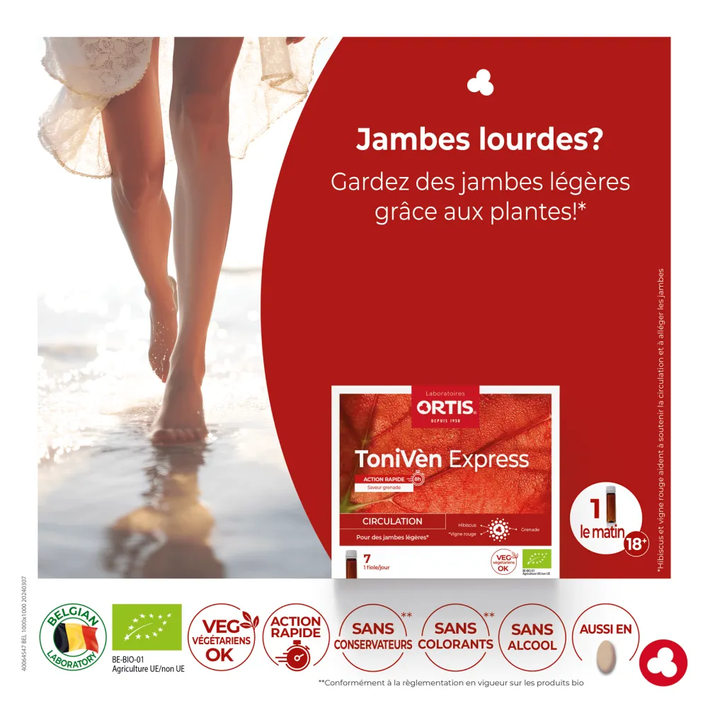 ToniVèn Express - Circulation - Jambes lourdes - Laboratoires ORTIS