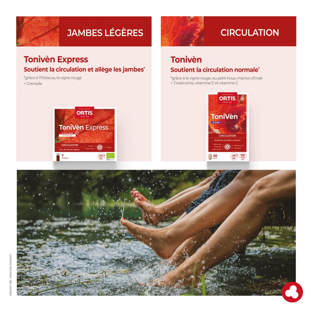 ToniVèn Express - Circulation - Jambes lourdes - Laboratoires ORTIS