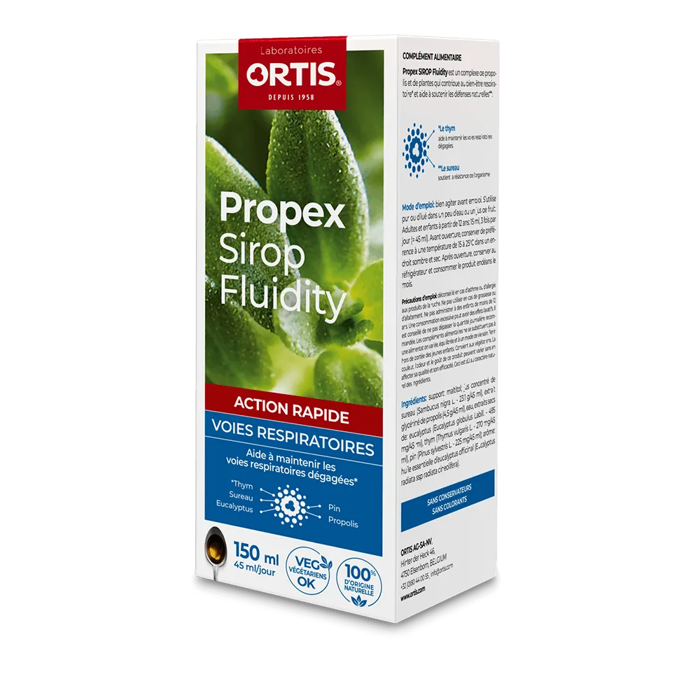 Propex Sirop Fluidity - Maux d'hiver - Coup de froid - Laboratoires ORTIS