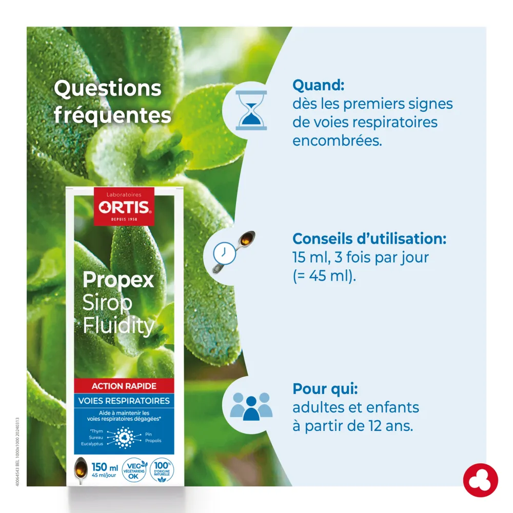 Propex Sirop Fluidity - Maux d'hiver - Coup de froid - Laboratoires ORTIS