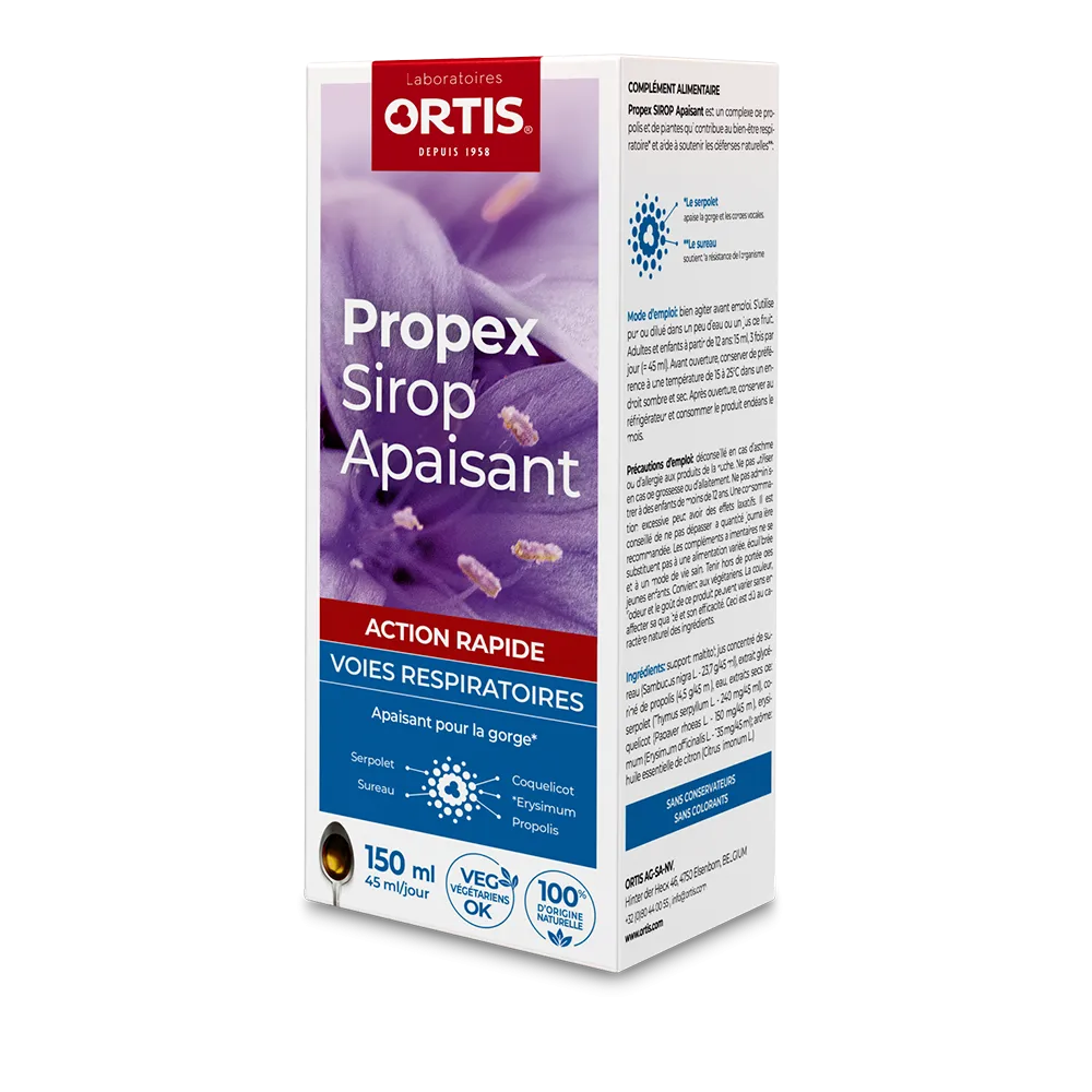 Propex Sirop apaisant - Maux d'hiver - Coup de froid - Laboratoires ORTIS