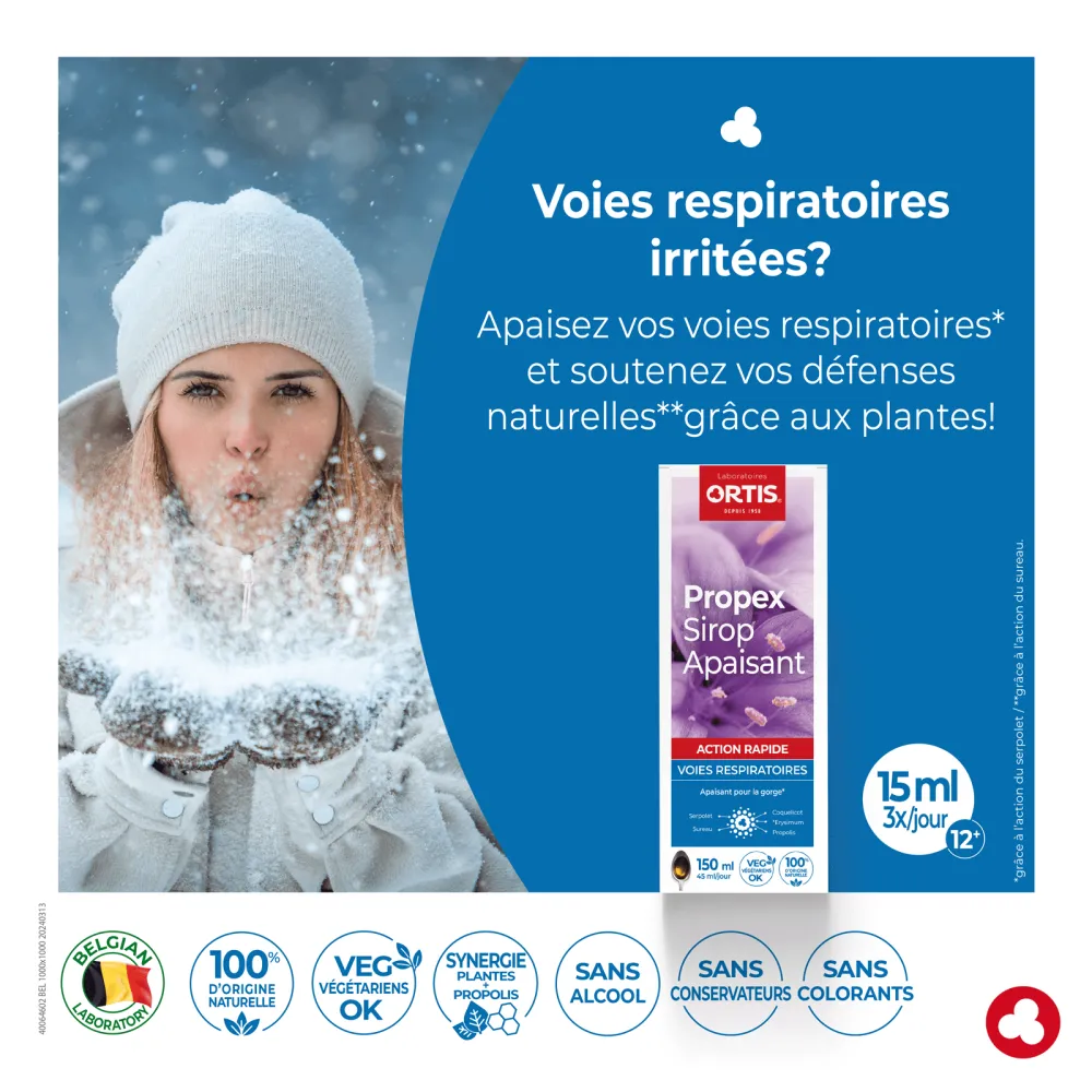 Propex Sirop apaisant - Maux d'hiver - Coup de froid - Laboratoires ORTIS