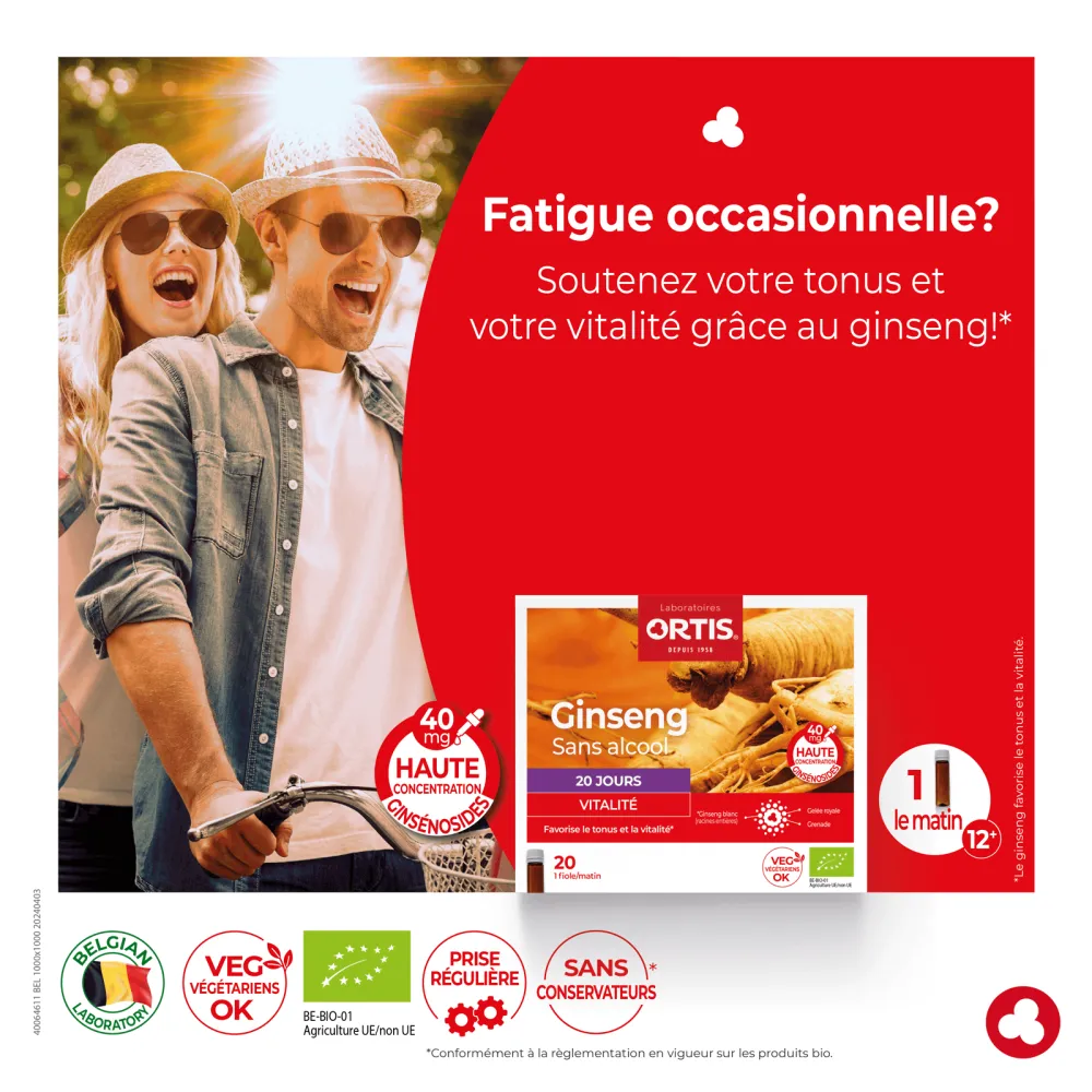 Ginseng fiole - Fortifiant - Vitalité - Laboratoires ORTIS