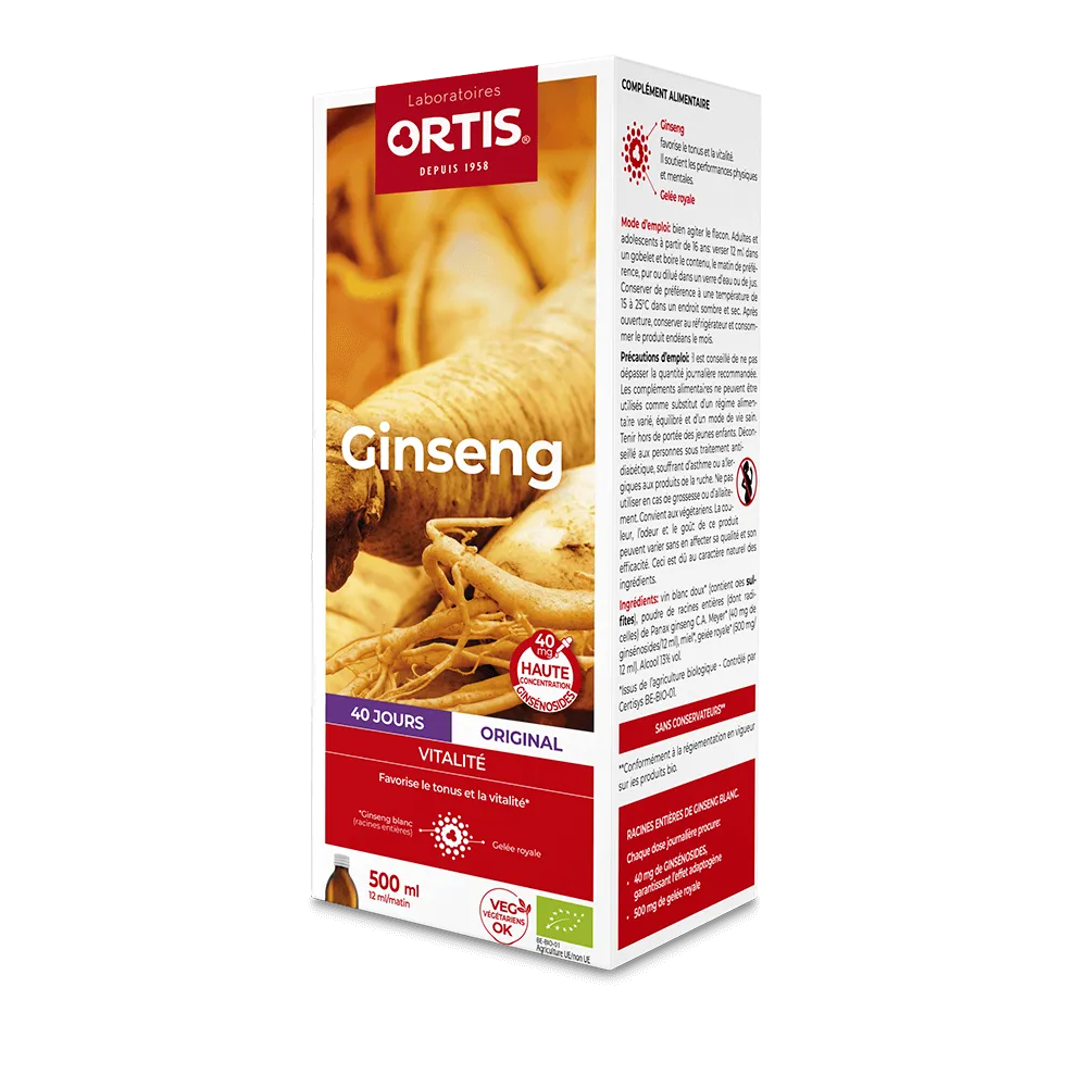 Ginseng avec alcool - Fatigue - Energie - Laboratoires ORTIS