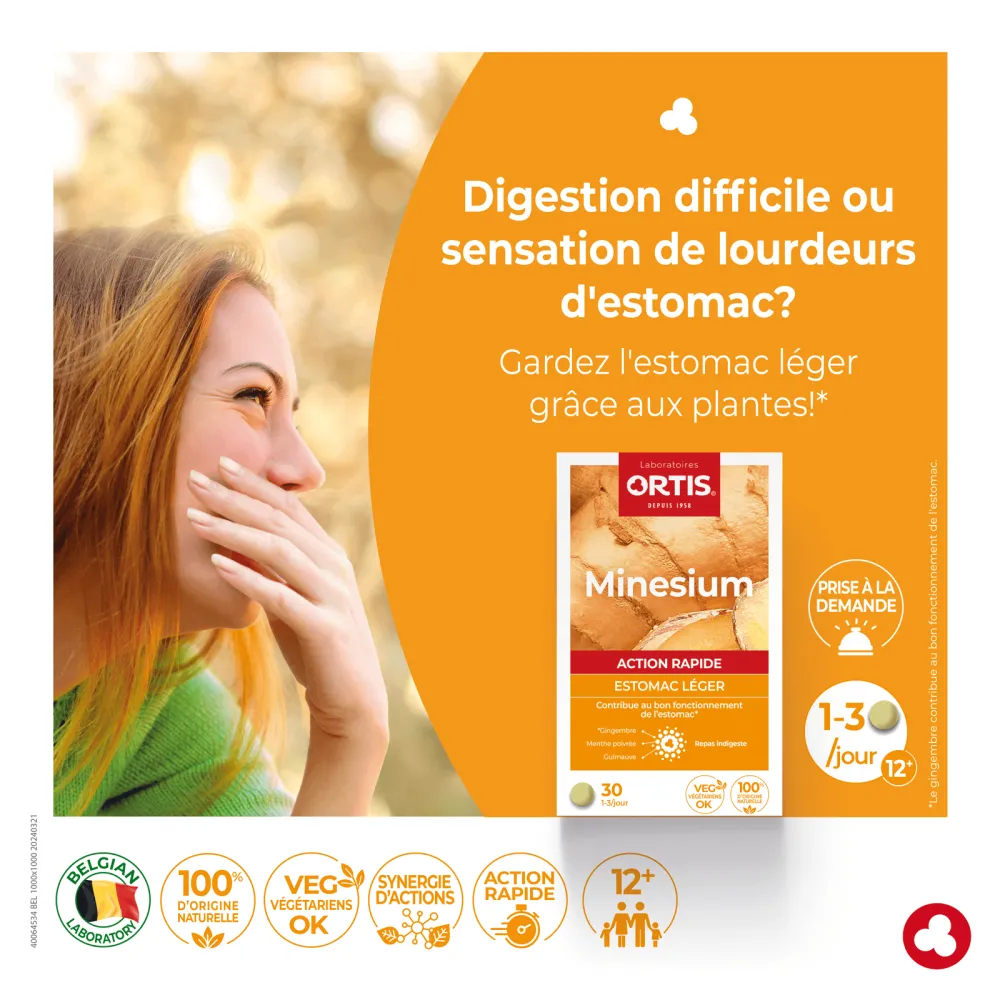 Minesium - Lourdeurs digestives - Laboratoires ORTIS