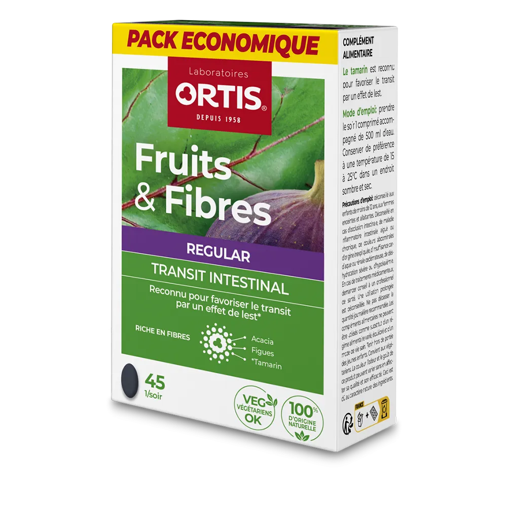 Fruits&Fibres Regular Ecopack - Transit intestinal trop lent - Laboratoires ORTIS