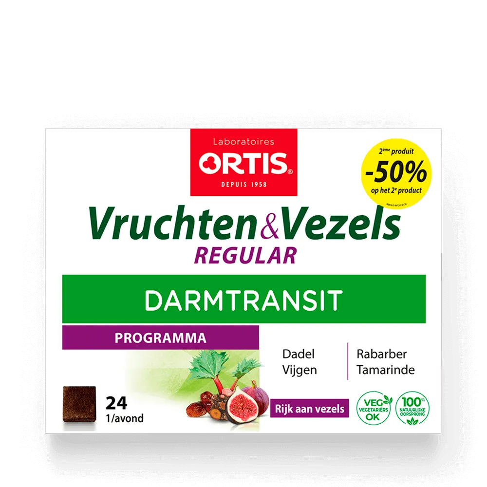 Vruchten&Vezels Regular 50% gratis blokjes - Vertraagde darmtransit - Laboratoires ORTIS