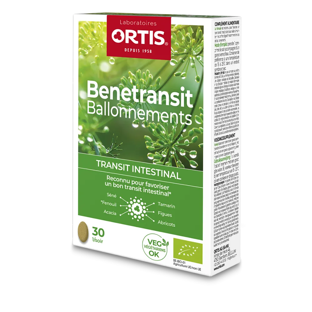 Bénétransit Ballonnement - Transit intestinal trop lent - Laboratoires ORTIS