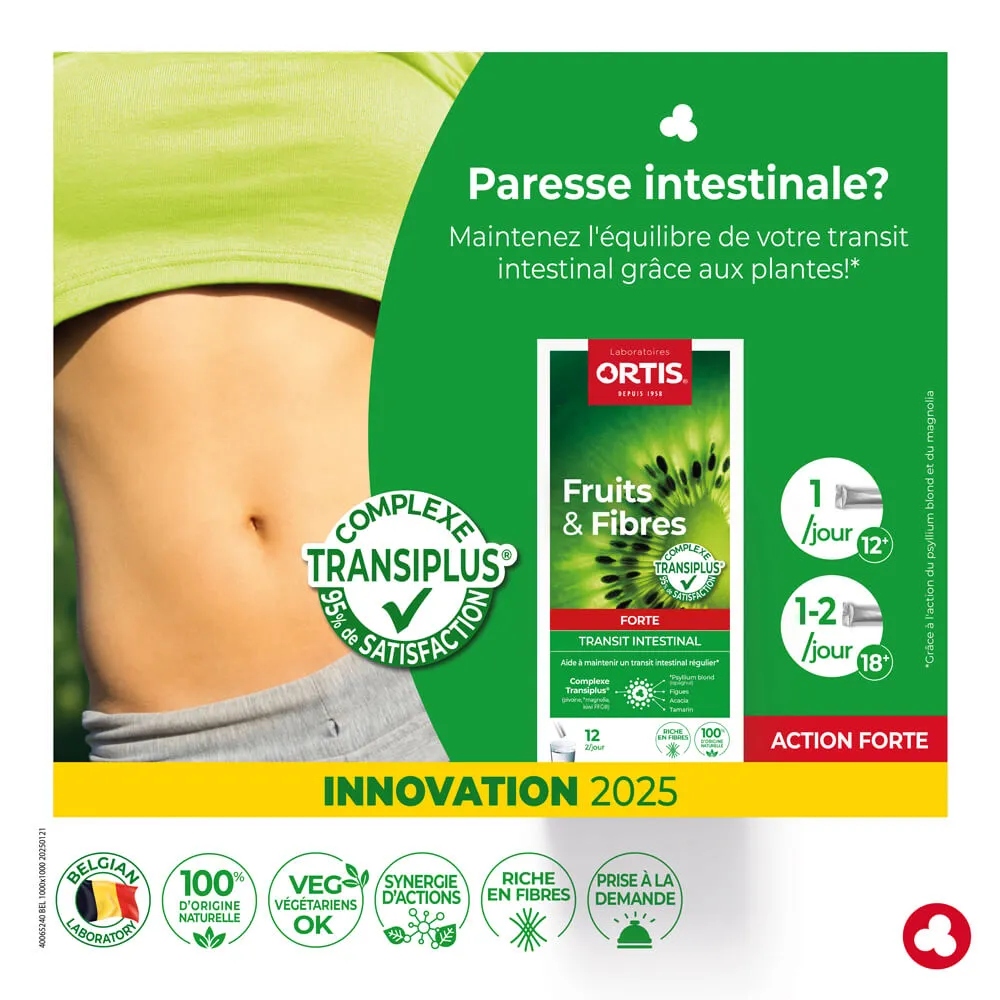 Fruits&Fibres Action Forte- Transit ralenti - Solution forte - Laboratoires ORTIS