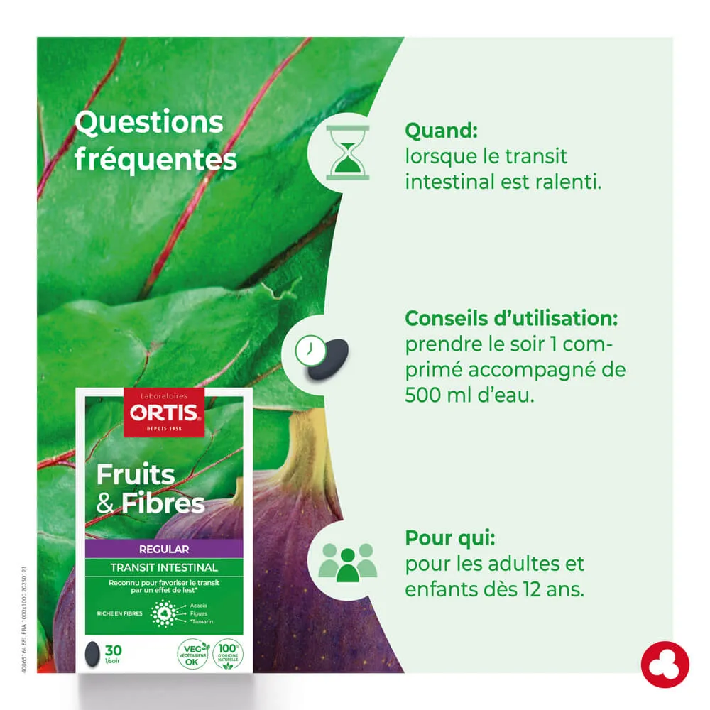 Fruits&Fibres Regular Ecopack - Transit intestinal trop lent - Laboratoires ORTIS
