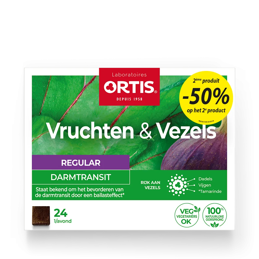 Vruchten&Vezels Regular 50% gratis blokjes - Vertraagde darmtransit - Laboratoires ORTIS
