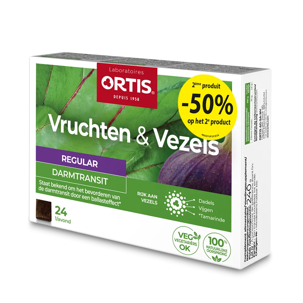 Vruchten&Vezels Regular 50% gratis blokjes - Vertraagde darmtransit - Laboratoires ORTIS