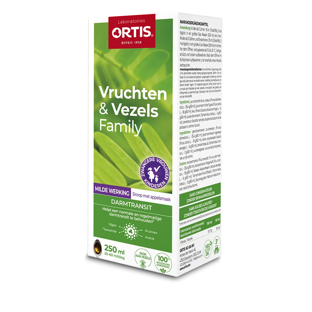Vruchten&Vezels Milde Werking - Vertraagde darmtransit - Milde oplossing - Laboratoires ORTIS