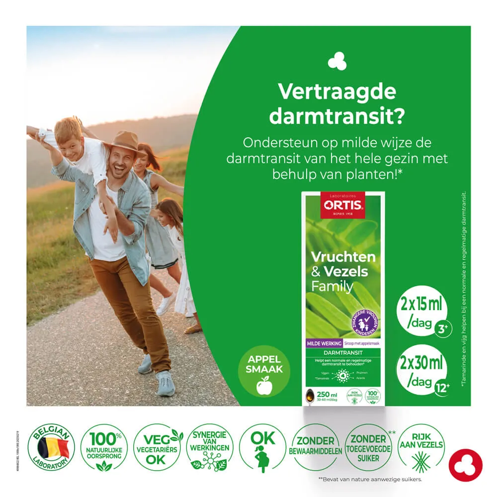 Vruchten&Vezels Milde Werking - Vertraagde darmtransit - Milde oplossing - Laboratoires ORTIS