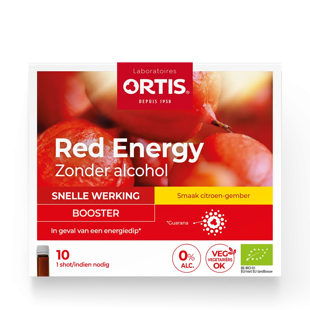Red Energy zonder alcohol - Energiedip - Laboratoires ORTIS