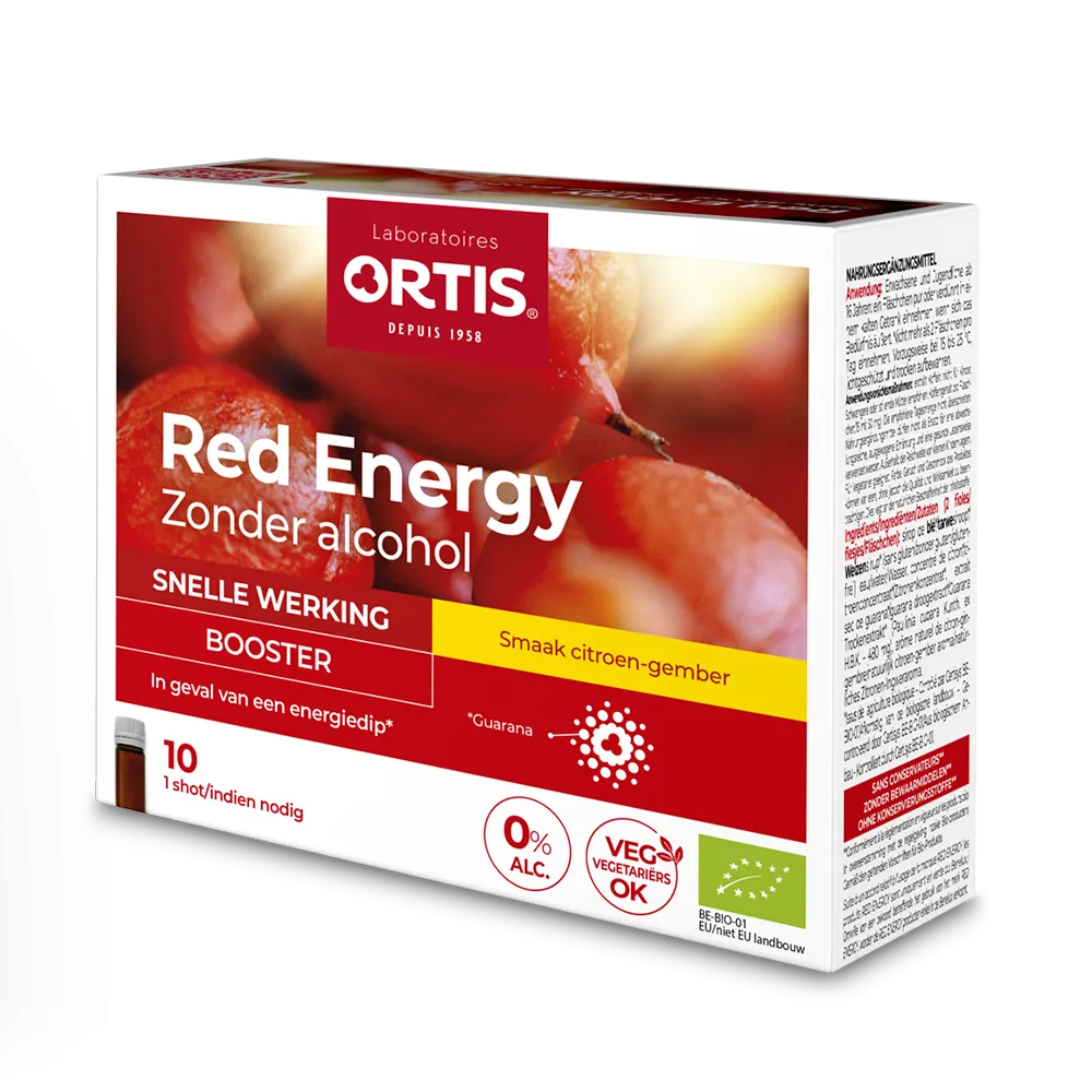 Red Energy zonder alcohol - Energiedip - Laboratoires ORTIS