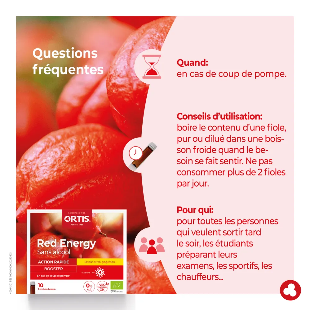 Red Energy sans alcool - Coup de pompe - Laboratoires ORTIS