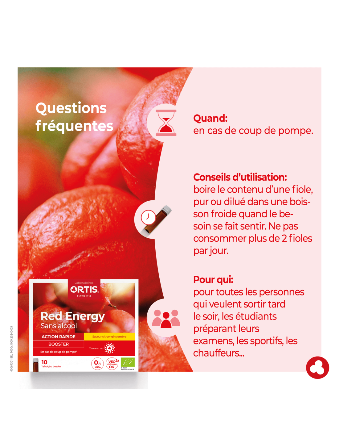Red Energy sans alcool - Coup de pompe - Laboratoires ORTIS